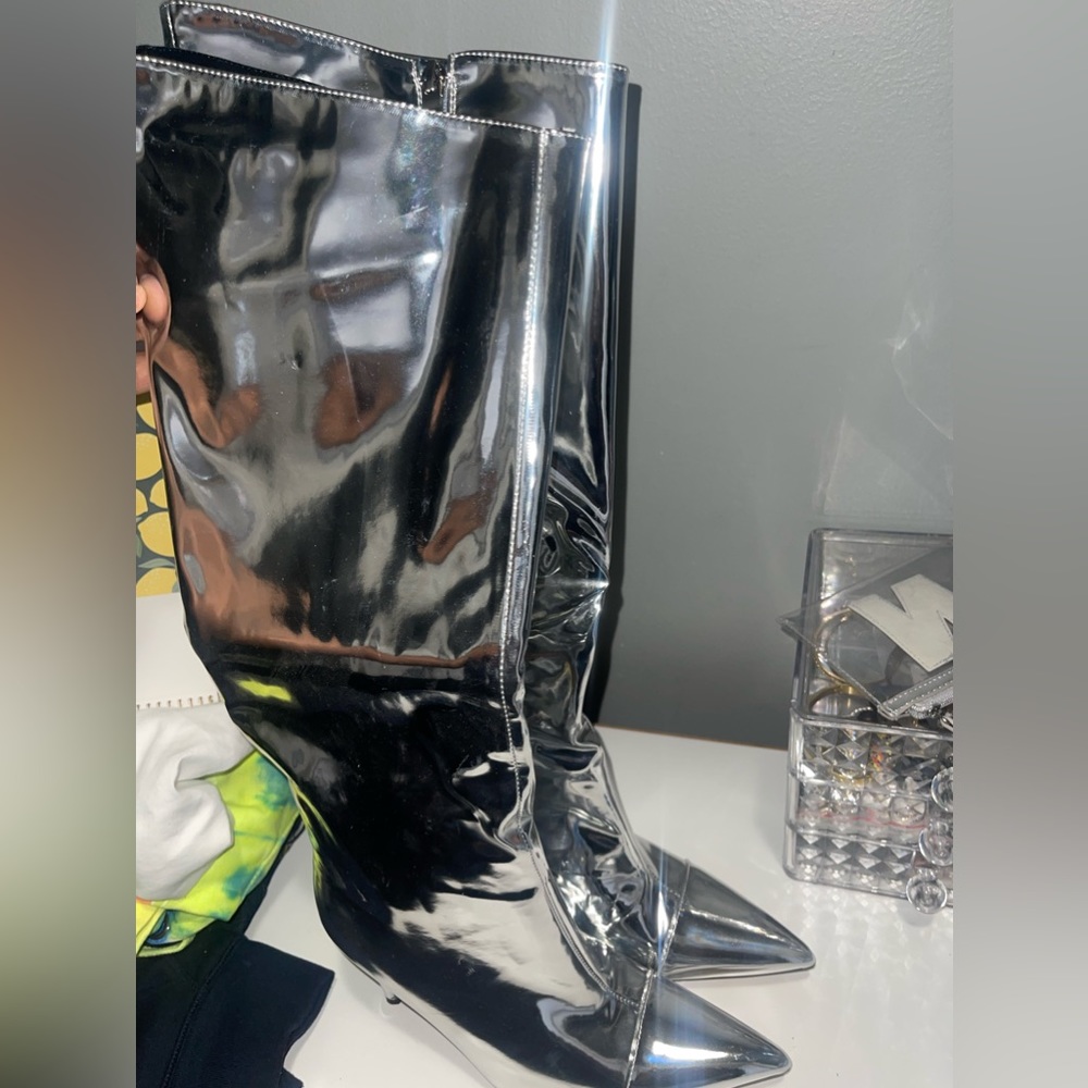 Silver boots size 9